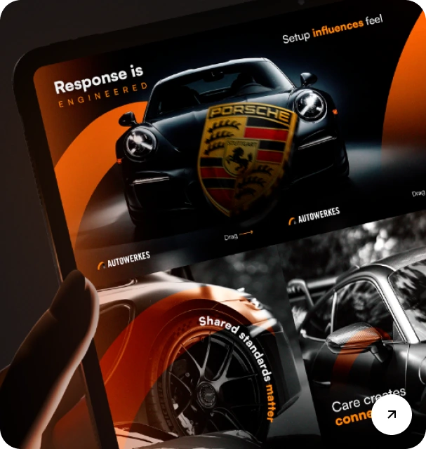 Carrosséis de social do setor automotivo da Autowerkes em um tablet